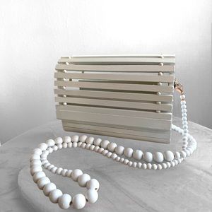 Wooden beaded crossbody bag